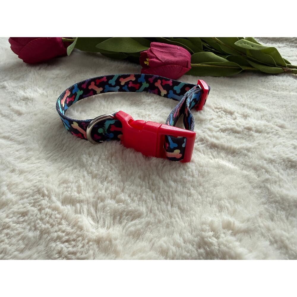 Dog Collar Adjustable Pink Dog Bones NEW